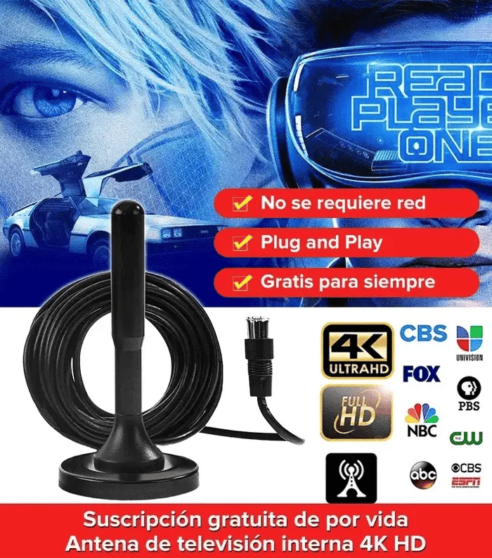 ANTENA HD TV 4K Para Todos Los Televisores │ SignalBoost™ (Compra 1 y llévate 2)